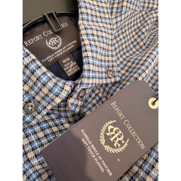 New Report Collection Men's Size M Blue Plaid Soft Touch Flannel Shirt - Picture 2 of 11